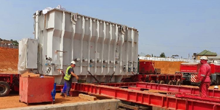 One of the six transformers being transported to the  Pokuase Bulk Supply Point site