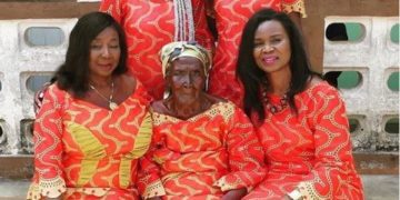 Brianna (top left) with her family in Ghana