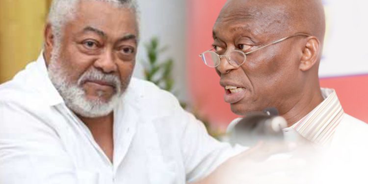 Former President Jerry John Rawlings(Left), Abdul Malik Kweku Baako Jr(Right)