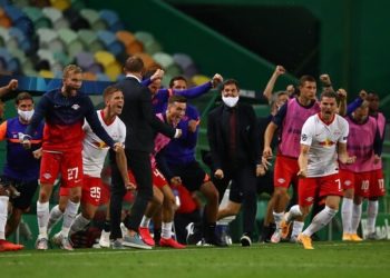 Leipzig celebrates first ever semi-final qualification. Image credit: Newsfeed.com