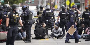 Two officers shot during protests. Image: Getty Images