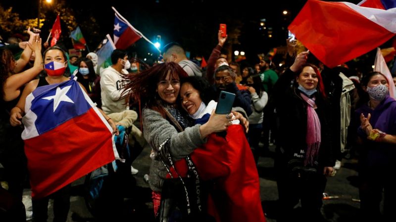 thousands of people gather to celebrate in major chilean cities
