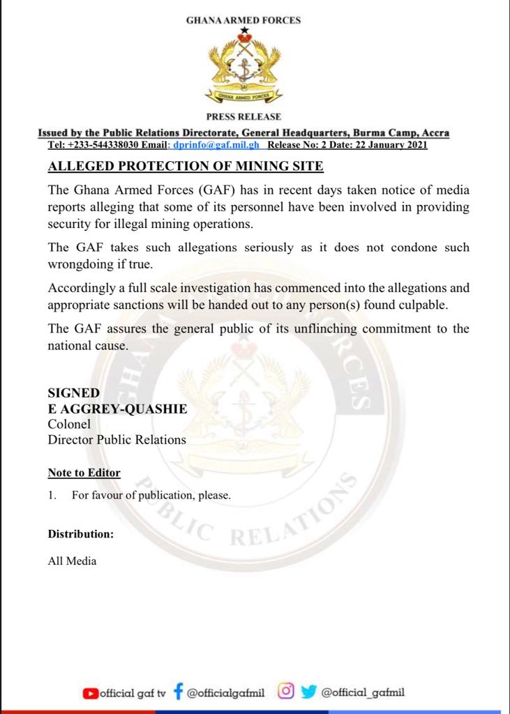 GAF To Investigate Military Protecting Illegal Miners 2 GAF