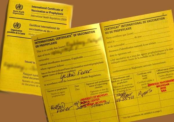 Yellow Fever Vaccination Card