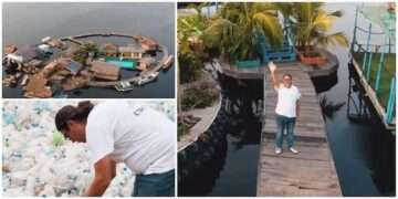 Man Builds First Ever Hotel that Floats on Sea with 800k Plastic Bottles A creative resourceful man has turned waste into wealth by building a floating hotel using plastic bottle wastes.