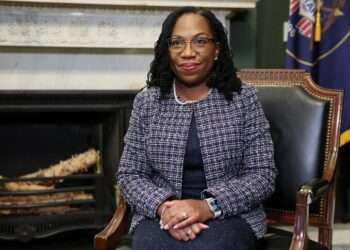 U.S. Supreme Court nominee and federal appeals court Judge Ketanji Brown Jackson meets with U.S. Senator Mike Lee (R-UT) (not pictured) in his office on Capitol Hill, in Washington, U.S., March 9, 2022. REUTERS/Evelyn Hockstein