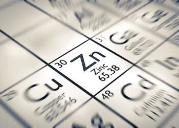 Focus on Zinc chemical element from the Mendeleev periodic table