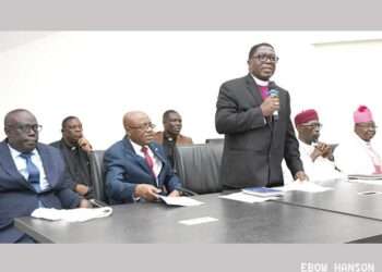 Most Rev Dr Paul Boafo, Presiding Bishop of the Methodist Church, addressing the press