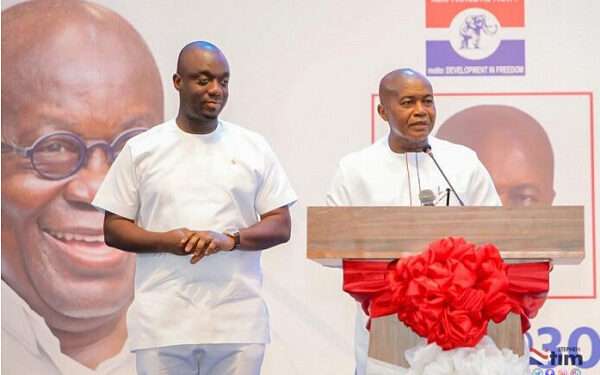 Stephen Ntim, NPP National Chairman (R), Justin Kodua, NPP General Secretary (L)