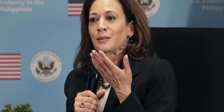 <strong>Kamala Harris flies to Philippine island near disputed sea</strong> 1 U.S. Vice President Kamala Harris speaks during a female empowerment forum in Manila, Philippines