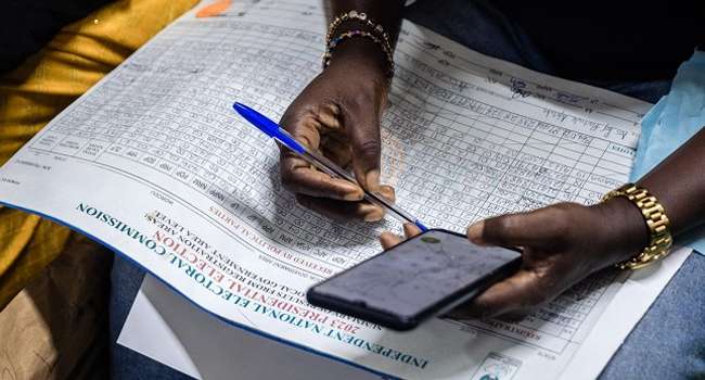 A collation officer at work during the 2023 elections
