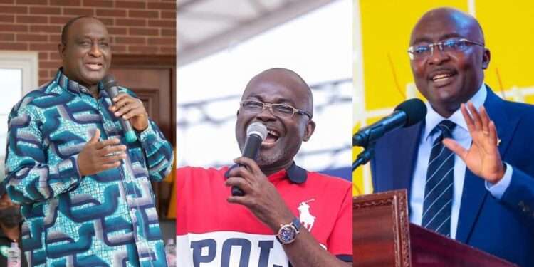 Alan Kyerematen(left), Kennedy Agyapong(middle) and Dr Mahamudu Bawumia(right) - NPP flagbearer hopefuls.