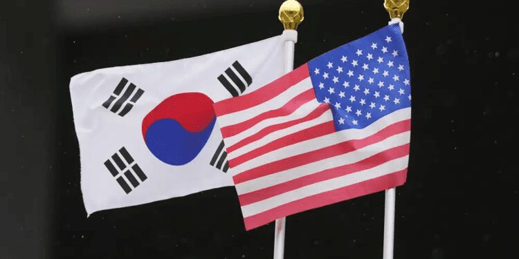South Korea, U.S Militaries Stage Massive Live-Fire Drills Near North Korean Border 1 Flags of South Korea and the United States flutter outside of the National Museum of Korean Contemporary History in Seoul, South Korea, on April 25, 2023.