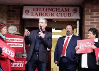 Labour Leader Keir Starmer, addressing the crowd at Gillingham Labour Club.