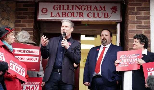 Labour Leader Keir Starmer, addressing the crowd at Gillingham Labour Club.