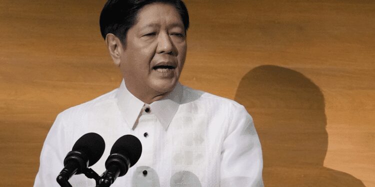 Philippine President Ferdinand Marcos Jr. delivers his second state of the nation address at the House of Representatives on Monday, July, 24, 2023.