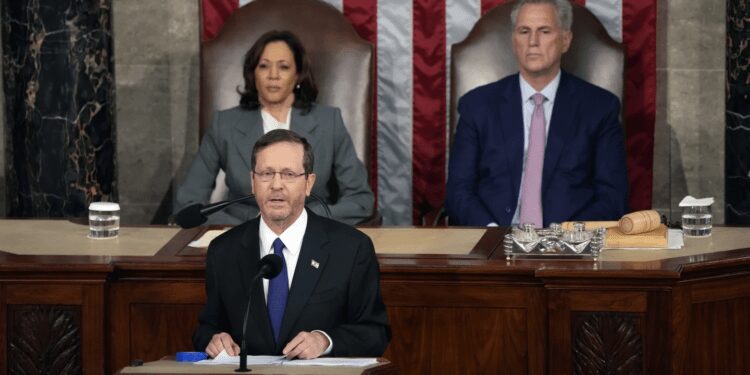 Israeli President, Isaac Herzog speaks to a joint session of U.S Congress on Wednesday, July 19, 2023.