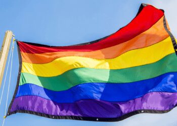 Rainbow flag or Pride flag, symbol of the LGBT movement.