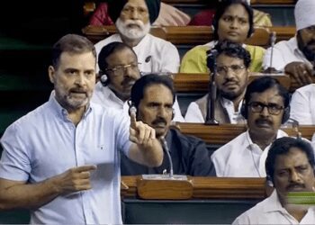 Congress MP, Rahul Gandhi speaks on the Motion of No-Confidence in the Lok Sabha during the Monsoon session of Parliament, in New Delhi, Wednesday, Aug. 9, 2023.