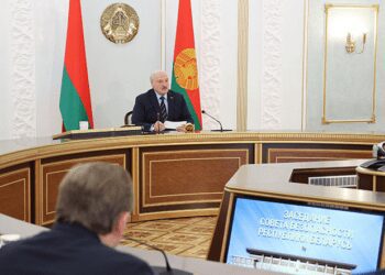 President of Belarus, Alexander Lukashenko, speaks at Security Council meeting on August 31, 2023.