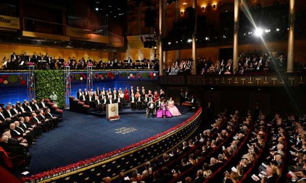 The 2022 Nobel prize award ceremony in Stockholm, Sweden.