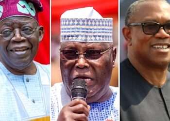 Combination picture of President Bola Tinubu, Atiku Abubakar and Peter Obi.