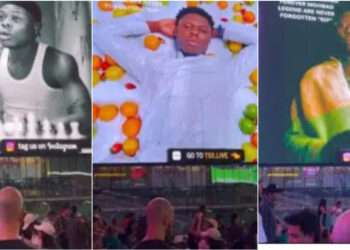 The late Nigerian singer, Mohbad on digital billboard in New York City