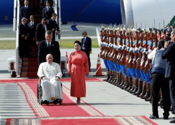 Pope Francis and Mongolia’s Foreign Minister, Battsetseg Batmunkh.