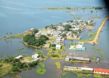 Communities submerged following spillage of Akosombo dam.