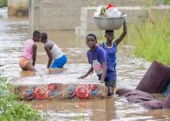 Children in Mepe whose education has been interrupted by the Akosombo dam spillage.