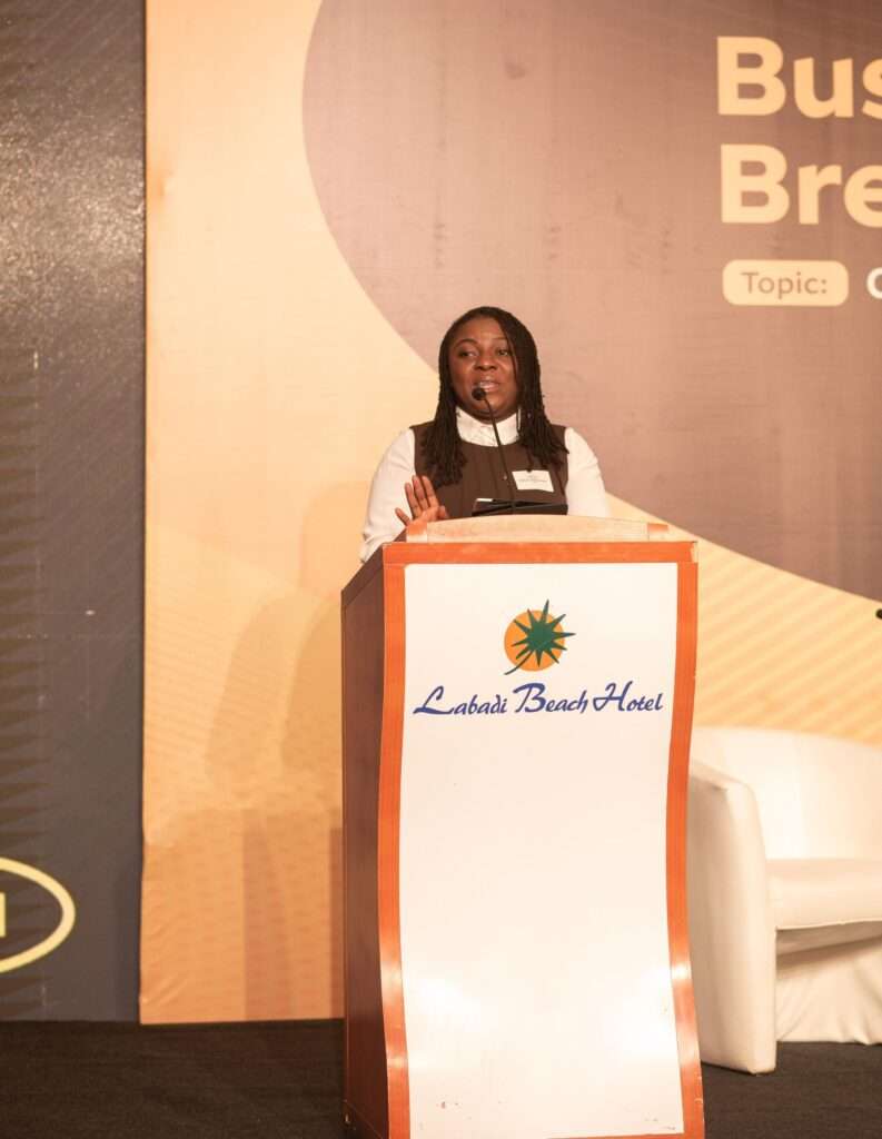 Ms. Adwoa Asamoah Audit and Compliance Lead at the Ghana Cyber Security Authority delivers the keynote address
