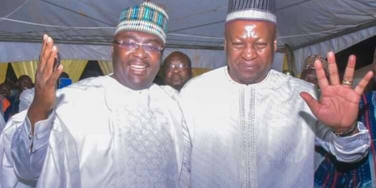 NPP Flagbearer, Dr Bawumia(left) and NDC's flagbearer, John Dramani Mahama (right)
