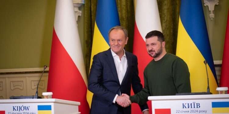 President of Ukraine, Volodymyr Zelenskyy (right) met with Prime Minister of Poland, Donald Tusk.