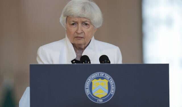 US Secretary of the Treasury Janet Yellen gives a press conference a day ahead of the G20 Finance Ministers and Central Bank Governors meetings in Sao Paulo, Brazil, February 27, 2024.