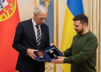 Minister of Foreign Affairs of Portugal, João Gomes Cravinho, and Ukrainian President, Volodymyr Zelenskyy.