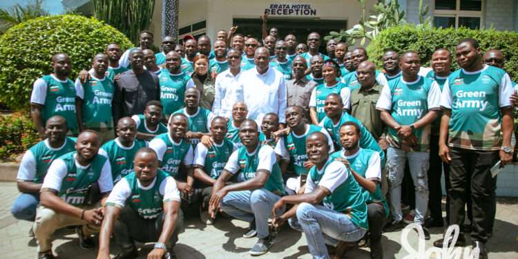 NDC Flagbearer, former President John Dramani Mahama in a picture with some leaders of the Party Youth Wing