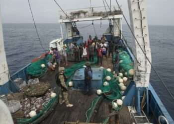 An illegal Chinese fishing trawler