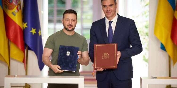 President of Ukraine, Volodymyr Zelenskyy and Prime Minister of Spain, Pedro Sánchez.