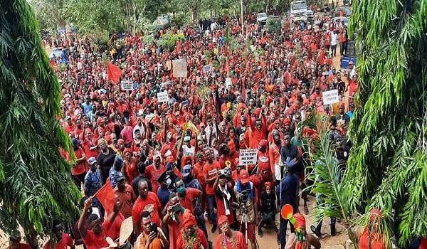 Ghana’s Failure to Extol Constitutional Virtues Spells Doom 1 Protestors marching against the sale of SSNIT Hotels