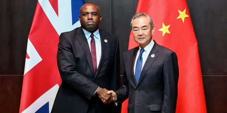 David Lammy met China’s foreign minister, Wang Yi, in Laos.