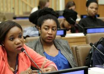 Youth participants take part in International Youth Day at UN Headquarters.