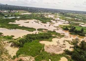 Anyinam, Eastern Region where the Birim River lost its course due to galamsey. Image taken on 05/10/2024