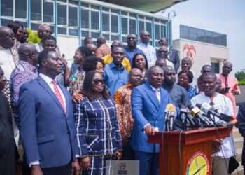 Hon. Alexander Kwamena Afenyo Markin, MP Effutu in company with other NPP MPs at the precinct of  Parliament
