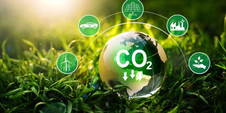 Sustainable development and green business based on renewable energy. Reduce CO2 emission concept. Renewable energy-based green businesses can limit climate change and global warming.