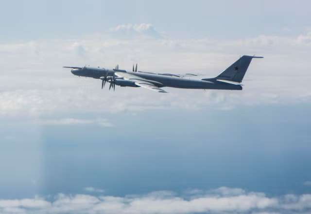 RAF Typhoons Scrambled to Shadow Russian Aircraft 2 Russian TU 142 Bear Bomber