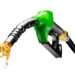 Gasoline gushing out from pump isolated on white background