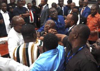 A scene from Thursday night, January 30, 2025 Ministerial vetting scuffle