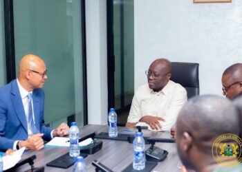 Dr Cassiel Ato Forson, Ghana’s Finance Minister, in a meeting with Jeremy Awori, Group CEO of Ecobank