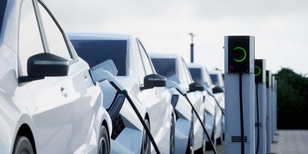 ev cars in row istock 1662932717