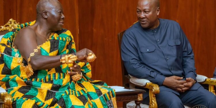 HE President John Dramani Mahama and Asantehene Nana Otumfuo Osei Tutu II